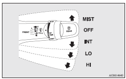 Mitsubishi Lancer: Windscreen wipers. MIST- Misting function