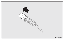 Mitsubishi Lancer: Rear combination lamps. 4. To install the bulb, perform the removal steps in reverse.