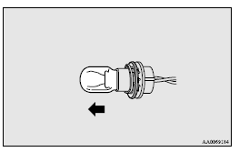 Mitsubishi Lancer: Rear fog lamp. 3. To install the bulb, perform the removal steps in reverse.