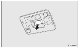 Mitsubishi Lancer: Cargo room lamp. 3. To install the bulb, perform the removal steps in reverse.