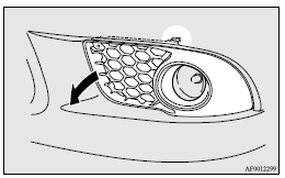 Mitsubishi Lancer: Front fog lamps (Type 2). 3. Remove the screws (B) and pull the entire lamp unit out.