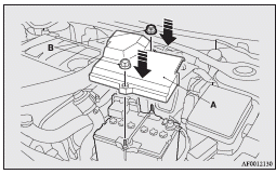 Mitsubishi Lancer: Removing and installing the battery upper cover (Petrol-powered vehicles equipped
with turbocharger). Note