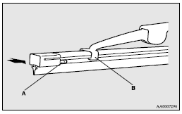Mitsubishi Lancer: Wiper blade rubber replacement. Rear window wiper blades