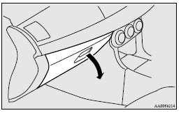 Mitsubishi Lancer: Fuse block location. 2. Move the rod (A) on the left side of the glove box to the left side of the