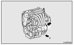 Mitsubishi Lancer: Engine number. : Front of the vehicle