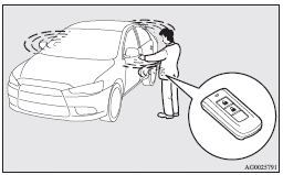 Mitsubishi Lancer: Operating range of the keyless operation system. Note