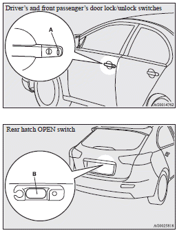 Mitsubishi Lancer: To operate using the keyless operation function. Note