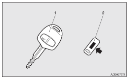 Mitsubishi Lancer: Type 2. 1- Keyless entry key (with electronic immobilizer)