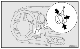 Mitsubishi Lancer: When turning from “LOCK” to “ACC”. 3. Insert the emergency key into the ignition switch and turn slowly while pushing.