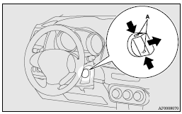 Mitsubishi Lancer: To turn from “ACC” to “LOCK”. 7. Insert the emergency key into the ignition switch.