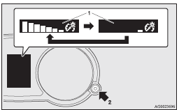 Mitsubishi Lancer: Daytime dipper button (meter illumination control). 1- Brightness display