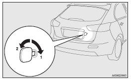 Mitsubishi Lancer: To lock or unlock from outside the vehicle. 1- Lock