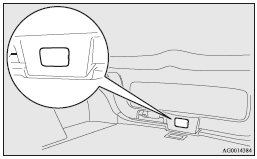 Mitsubishi Lancer: Inside rear hatch release. You and your family should familiarize yourselves with the location and operation