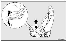 Mitsubishi Lancer: To adjust seat height (driver’s side only). 1- Raise