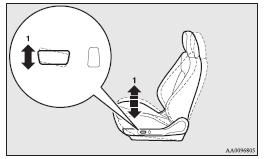 Mitsubishi Lancer: To adjust seat height (driver’s side only). 1- To move the front of the seat up and down