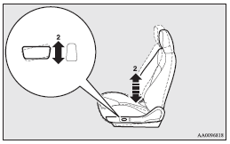 Mitsubishi Lancer: To adjust seat height (driver’s side only). 2- To move the rear of the seat up and down