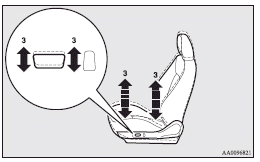 Mitsubishi Lancer: To adjust seat height (driver’s side only). 3- To move the whole seat up and down