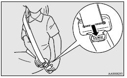 Mitsubishi Lancer: 3-point type seat belt (with emergency locking mechanism). Note