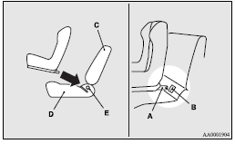 Mitsubishi Lancer: Installing a child restraint system to the lower anchorage (ISOFIX child restraint
mountings) and tether anchorage. A- Connector