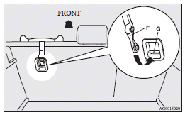 Mitsubishi Lancer: Installing a child restraint system to the lower anchorage (ISOFIX child restraint
mountings) and tether anchorage. 5. Push and pull the child restraint system in all directions to be sure it is