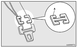 Mitsubishi Lancer: Installing a child restraint system to a 3-point type seat belt (with emergency
locking mechanism). Seat belt inspection