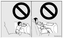 Mitsubishi Lancer: How the Supplemental Restraint System works. Use rearward facing child restraints in the rear seat or turn off the front passenger’s