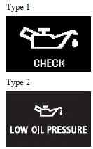 Mitsubishi Lancer: Oil pressure warning display. If the engine oil pressure drops while the engine is running, the warning display