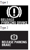 Mitsubishi Lancer: Brake warning display. This warning is displayed if you drive with the parking brake still applied.