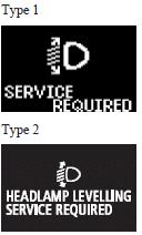 Mitsubishi Lancer: Automatic headlamp levelling. If there is a fault in the automatic headlamp levelling system, the warning display