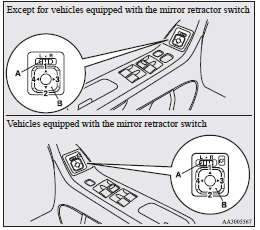 Mitsubishi Lancer: To adjust the mirror position. L- Left outside mirror adjustment