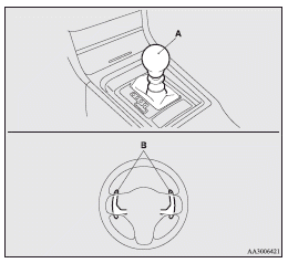 Mitsubishi Lancer: Manual shift. Shifting can be performed even while the accelerator pedal is depressed.