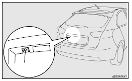 Mitsubishi Lancer: Range of view of rear-view camera. Range of view of rear-view camera