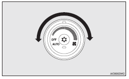 Mitsubishi Lancer: Control panel. Temperature control dial