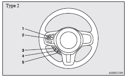 Mitsubishi Lancer: Steering control switch. 1- Volume up button