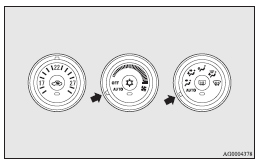 Mitsubishi Lancer: Operating the system in automatic mode. In normal conditions, use the system in the AUTO mode and follow these procedures: