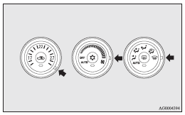 Mitsubishi Lancer: Operating the system in manual air mode. 1. Set the mode selection dial to the