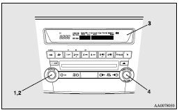 Mitsubishi Lancer: LW/MW/FM digital tuning radio with CD player. 1- PWR (On-Off) switch