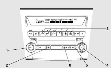 Mitsubishi Lancer: Radio control panel and display. 