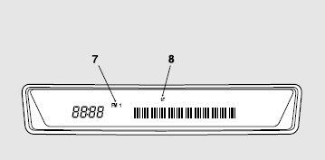 Mitsubishi Lancer: Radio control panel and display. 1- PWR (On-Off) switch