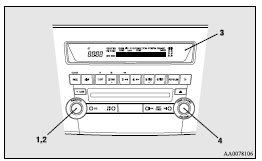 Mitsubishi Lancer: Volume and tone control panel. 1- PWR (On-Off) switch