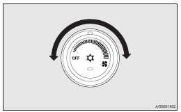 Mitsubishi Lancer: Control panel. Temperature control dial
