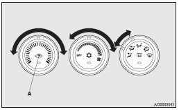 Mitsubishi Lancer: Operating the heater system. Warm air flows to the leg area and unheated or slightly warm air (depending upon