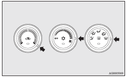 Mitsubishi Lancer: Operating the heater system. 1. Set the mode selection dial to the