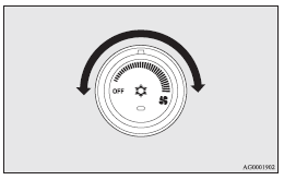 Mitsubishi Lancer: Control panel. Temperature control dial