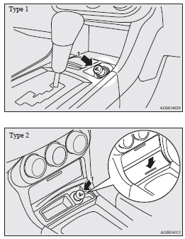 Mitsubishi Lancer: Cigarette lighter. 1- Push all the way in.