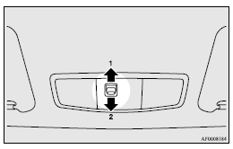 Mitsubishi Lancer: Front room & map lamps. 1 (DOOR) - The lamp illuminates when a door or the rear hatch is opened. It goes