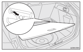 Mitsubishi Lancer: Adjustable load floor. 3. Push the board in all the way with the front part lowered, and lower the board.